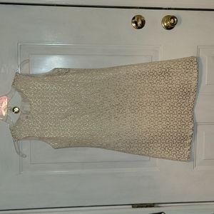 Malley Too cream & gold sheath dress, zip back, childrens 12.